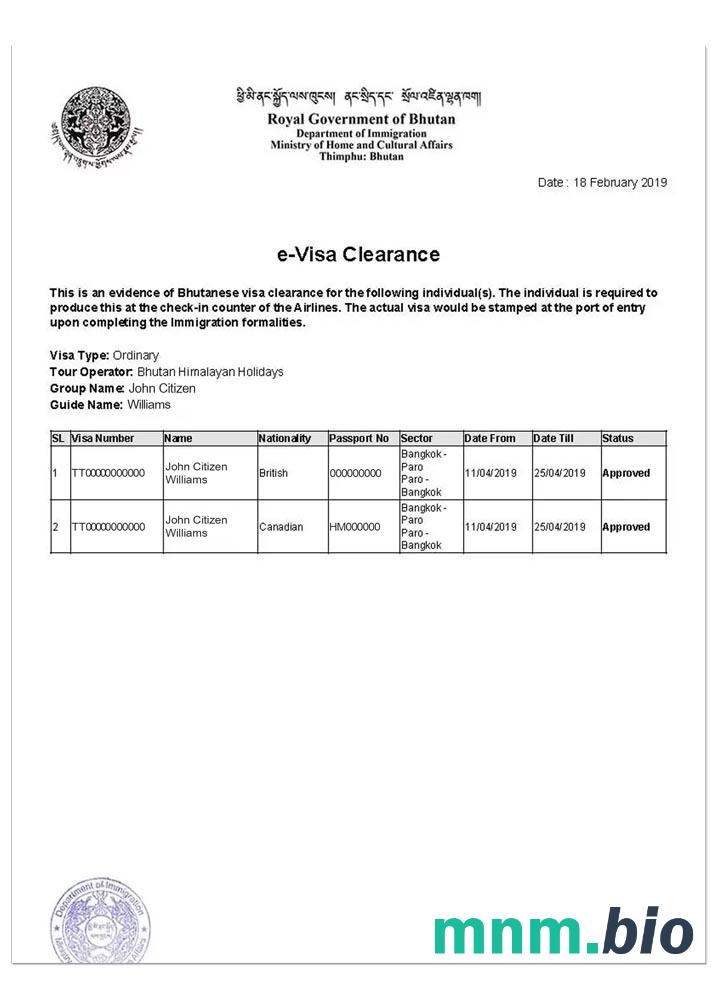 E-visa do Bhutanu w pełni edytowalna PSD